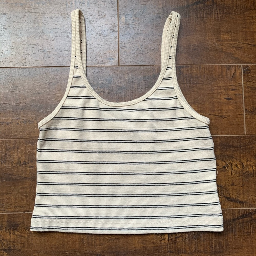 TAN/BLACK STRIPED CROP TOP